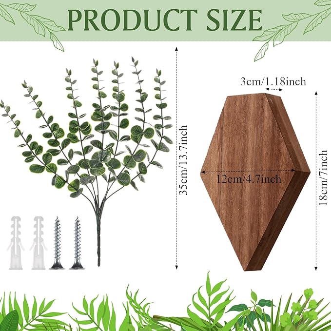 Chunful 2 Pcs Wooden Wall Planter Decor Hanging Fake Plants Greenery Flowers Holder Vase Boxes for Wall Bohemian Farmhouse Room Kitchen Office Indoor Decoration(Walnut Color,7.1 x 4.7 x 1.2 Inches)