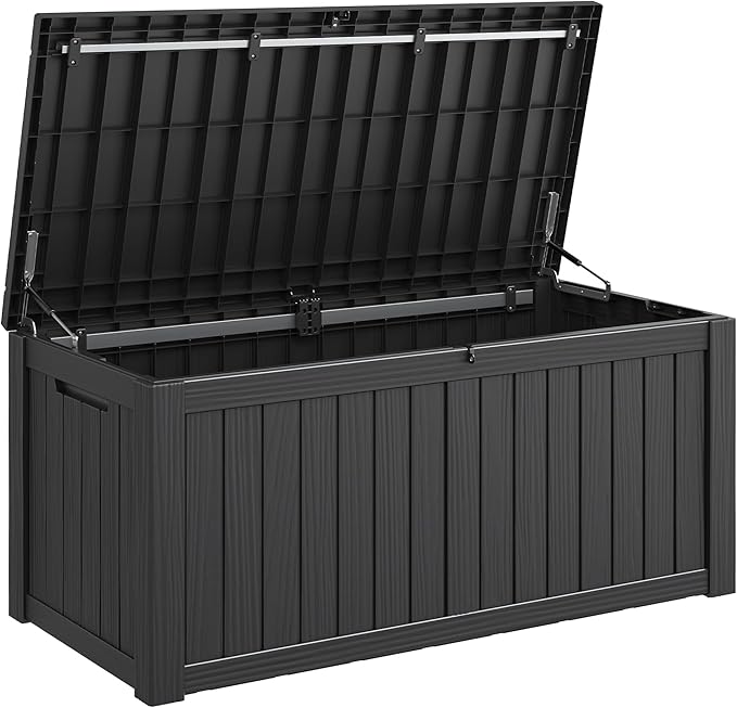 NBYSGO Outdoor Storage Box, Resin Deck Boxes Indoor and outdoor, Waterproof Storage Box Lockable Lid (Black,150 Gallon)