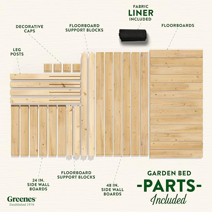 Greenes Fence Original Cedar Elevated Garden Bed, 24" W x 48" L x 31" H - Made in USA with North American Cedar