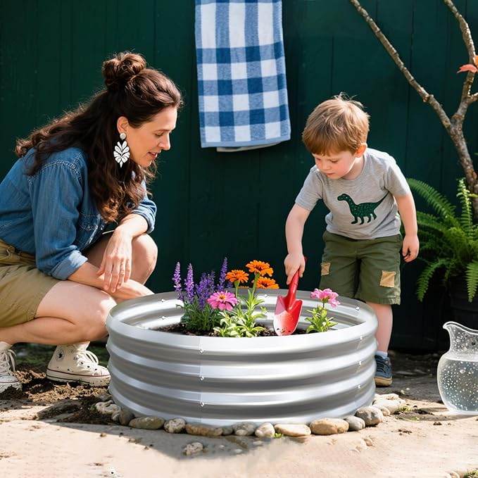 Galvanized Garden Bed kit for Vegetables/Herbs/Flowers (4X4X1)