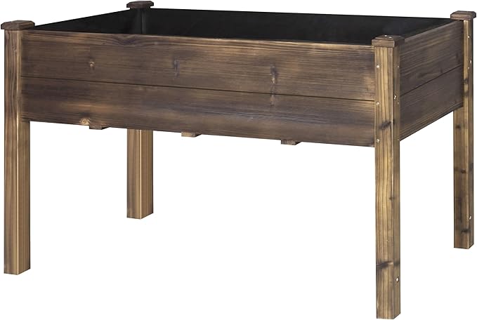 MUPATER 48 x 24 x 30in Raised Garden Bed, Wood Elevated Planter Box with Legs, Outdoor Raised Beds for Gardening, Backyard, Patio and Balcony, Rustic