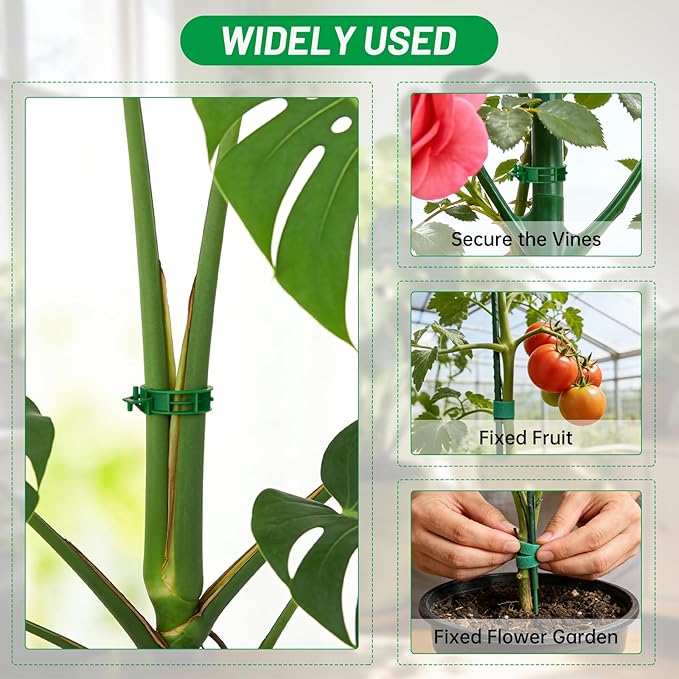 10 Pack Stackable Monstera Plant Support Stakes with 2 Rolls Velcro Ties & 20 Clips, Adjustable Plant Stakes for Indoor Plants, Plant Sticks Support Tall Pothos Climbing