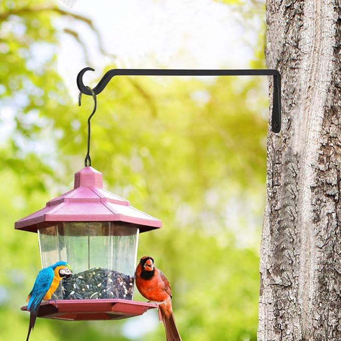 AILIN YELOKIE 16inch 4 Pack Plant Hanger, Sturdy Hanging Plant Hangers Outdoor, Bird Feeder Hanger for Bird, Plant Hangers for Planters, Lanterns, Wind Chimes Indoor Outdoor, Upgrade Black