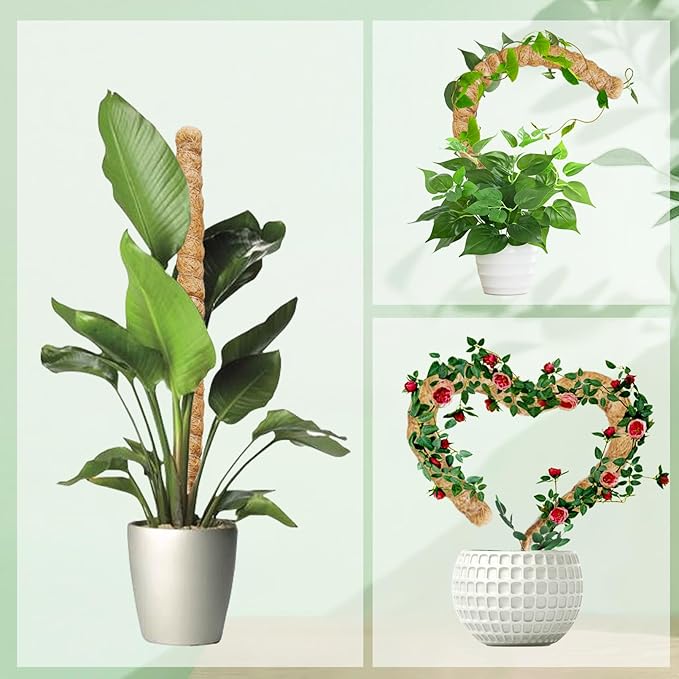 MUYG 2 Pack Moss Pole,27.6 Inch Moss Poles for Plants Monstera Bendable Plant Stakes for Indoor Coco Coir Pole Climbing Plant Support Stakes for Creeper Plants Grow Upwards