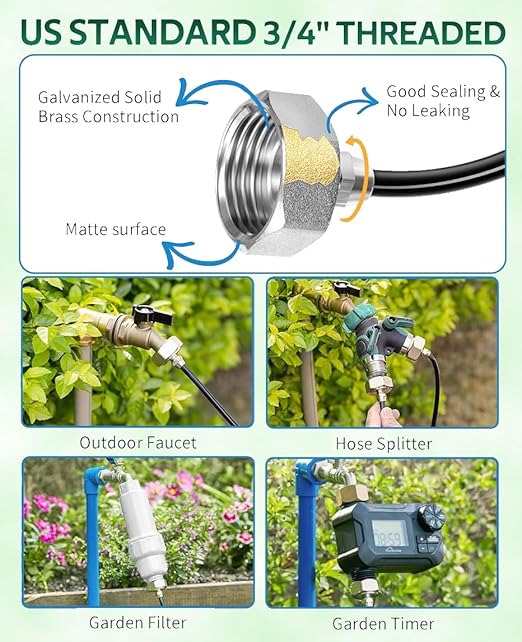 360° Adjustable Mister Sprinkler Drip Irrigation System -Water Trampoline Sprinkler Kit for Kids Summer Fun.82Ft Garden Greenhouse Plant Watering System with 15 Nozzles for Yard, Lawn, Plants