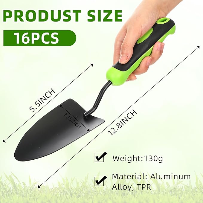 30 Pcs Garden Shovel Aluminum Alloy Heavy Duty Trowel Small Digging Shovels Metal Hand Trowel Spade with Soft Handle for Garden Lawn Yard Planting Tool (Shovel with Ruler,Green)