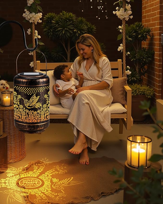 Gifts for Mom Christmas Solar Lanterns Outdoor Waterproof, Mom's Birthday Gifts Solar Lights Garden Decor, Birthday Gifts for Mom Hanging Light Yard Decoration Outdoor, Backyard, Patio, Porch