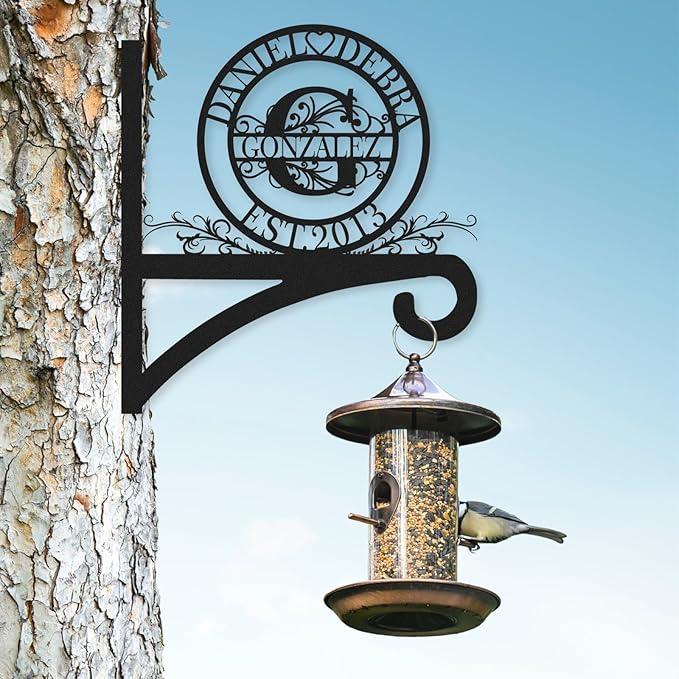Custom Wall Plant Hanger Gifts for Mom & Dad | Personalized Name Outdoor Light Hangers | Customizable 10 Inch Metal Hanging Plant Bracket | Anti Rust Plant Hook for Bird Feeder
