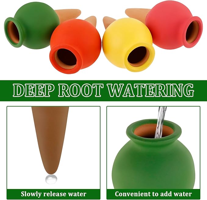 8PCS Terracotta Watering Spikes, Self Watering Planter Insert Irrigation Dripper, Automatic Watering Devices, Watering Globes for Indoor Outdoor Garden Office Potted