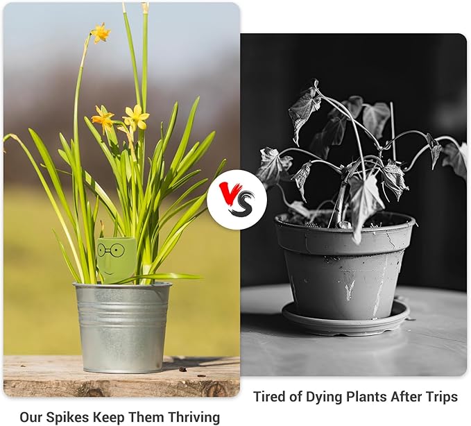 Terracotta Watering Spikes Set -Self Watering Planter Insert with 4 Pcs Automatic Plant Watering System for Indoor Potted Plants, Outdoor Garden, Vacation Plant Care Accessories