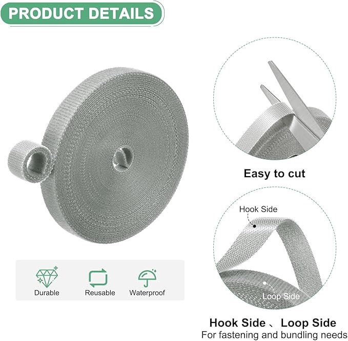 1-Roll Garden Plant Tape, 33 ft x 0.4 in Garden Hook and Loop Plant Ties Multi-Purpose Use Adjustable and Reusable Twist Wire Tape for Plants/Flowers/Vines [Grey]