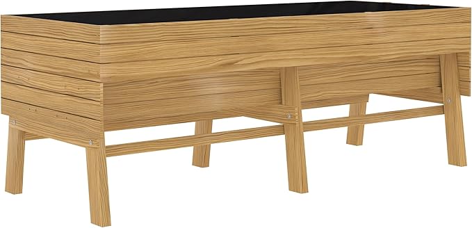 BlueWish 28.5" H Raised Garden Beds Outdoor, Raised Garden Bed with 837 lbs Capacity, Detachable Liner, Planter Box for Outdoor, Patio, Backyard, Natural
