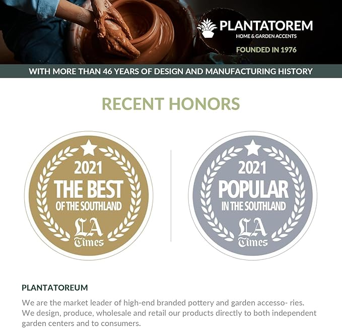 PLANTATOREM Ceramic 10 Inch Mid Modern Planter Pot with Drainage Hole and Saucer, Indoor Cylinder Round Flower Pot, Perfect for Planting Succulents, Herbs, Flowers, House Plants, Heather Grey