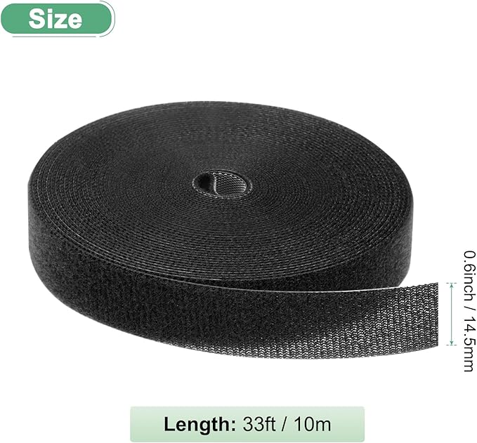 1-Roll Garden Plant Tape, 33 ft x 0.6 in Garden Hook and Loop Plant Ties Multi-Purpose Use Adjustable and Reusable Twist Wire Tape for Plants/Flowers/Vines [Black]