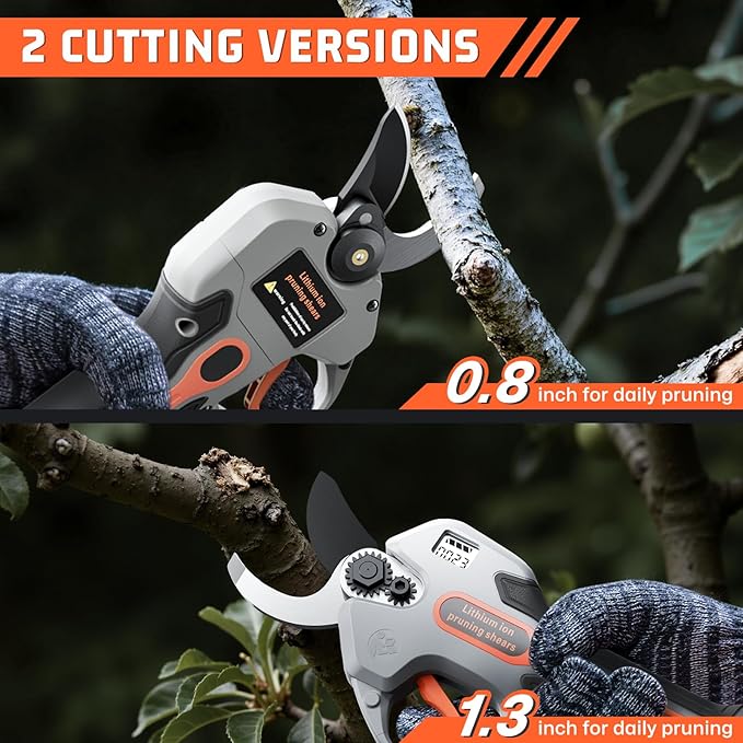 uoeos Electric Pruning Shears for Gardening,Garden Shears Brushless Trimming Branch Cutter 0.5 Second Shear Speed 0.9-1.5"Cutting Diameter,Pruning Shears with 6000 Cuts of 2 Rechargeable Battery