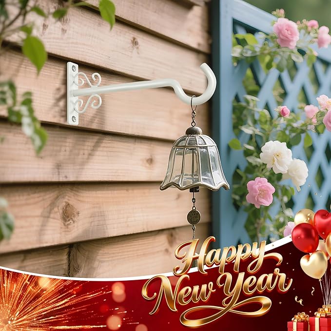 BOLITE Plant Hangers, 8 Inch Plant Hooks for Wall Indoor Outdoor, Metal Hooks for Hanging Hummingbird Feeders, Bird Feeders, Planters, Lanterns, Wind Chimes, 2 Pack, White, Gifts for Women Men