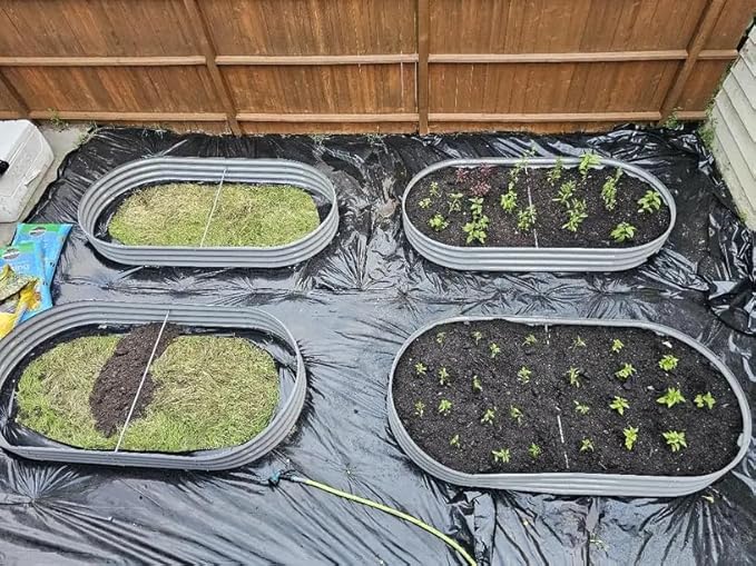 8 Pack 8x4x1FT Galvanized Raised Garden Bed Kit Oval Metal Ground Planter Box Outdoor Bottomless Planter Raised Beds for Vegetables Flowers Herbs Fruits, Gray