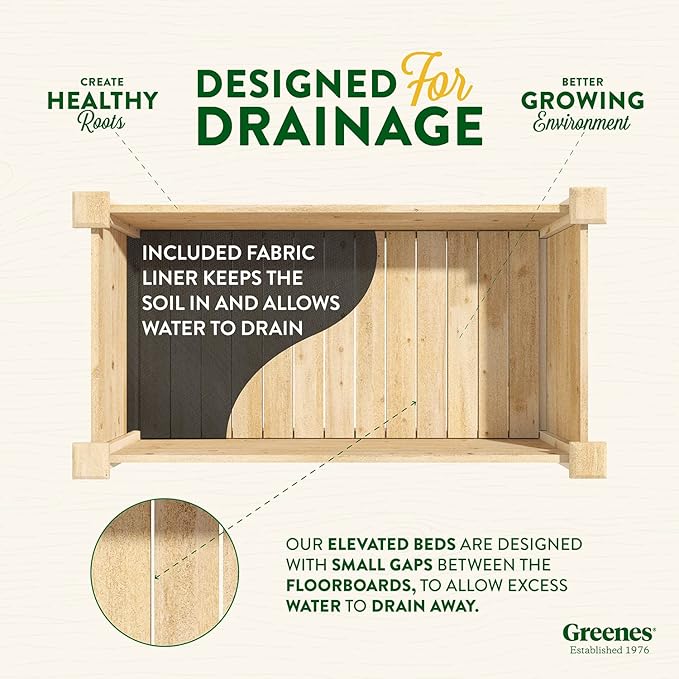 Greenes Fence Original Cedar Elevated Garden Bed, 24" W x 48" L x 31" H - Made in USA with North American Cedar