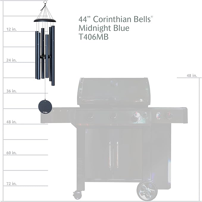 Corinthian Bells by Wind River – 44 inch Midnight Blue Wind Chime for Patio, Backyard, Garden, and Outdoor Decor (Aluminum Chime) Made in The USA