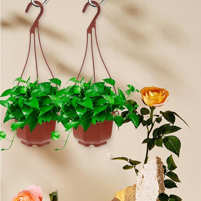Plastic Hanging Planters 15 Pack Small 4 Inch Hanging Flower Pots with Hooks for Indoor Outdoor Garden Balcony Plants