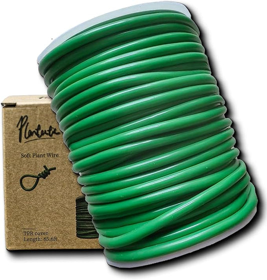 plantactic Soft Plant Tie Garden Plant Twist Tie TPR Plant Supply, for Supporting and Fixing Garden Planting Branches Vines, Stems, for Garden, Office, Home Organizing (65.6ft /3.5mm Diameter, Green)