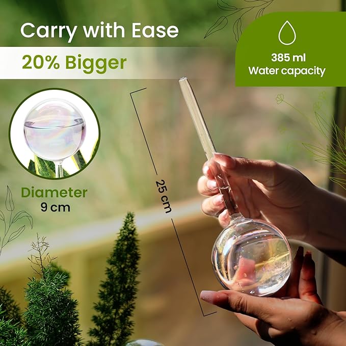 Iridescent Self Watering Globes, Glass Rainbow Plant Watering Globes, Self Watering Planter Insert, Automatic Plant Waterer Indoor (Large-2 Pcs Iridescent, Large)