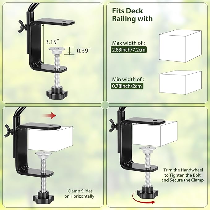 BOLITE Heavy Duty Deck Hook, 20 Inch Bird Feeder Hanger for Hummingbird Feeders, Planters, Lanterns, Wind Chimes, 360° Rotatable Arm, Black, Birthday Gifts for Women Men, Gifts for Mom Dad