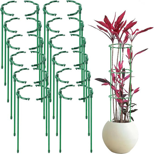 Moiggonoy 24 Pack Plant Support Stakes Sets - Versatile Plant Cages, Stackable Garden Flower Support， Small Plant Stakes for Indoor Plants,Tomato,Monstera, Peony, Hydrangea, Climbing Plants