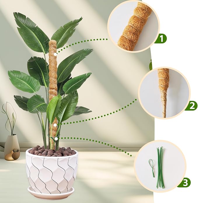 MUYG 2 Pack Moss Pole,27.6 Inch Moss Poles for Plants Monstera Bendable Plant Stakes for Indoor Coco Coir Pole Climbing Plant Support Stakes for Creeper Plants Grow Upwards