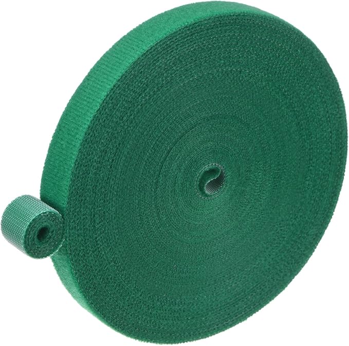 1-Roll Garden Plant Tape, 66 ft x 0.5 in Garden Hook and Loop Plant Ties Multi-Purpose Use Adjustable and Reusable Twist Wire Tape for Plants/Flowers/Vines [Green]