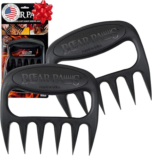 Bear Paws Meat Claws - The Original Meat Shredder Claws for Pulled Pork, USA Made - Easily Lift, Shred, Pull and Serve Pork, Chicken, Brisket and Turkey - Gift for Dad on Christmas! (Black)