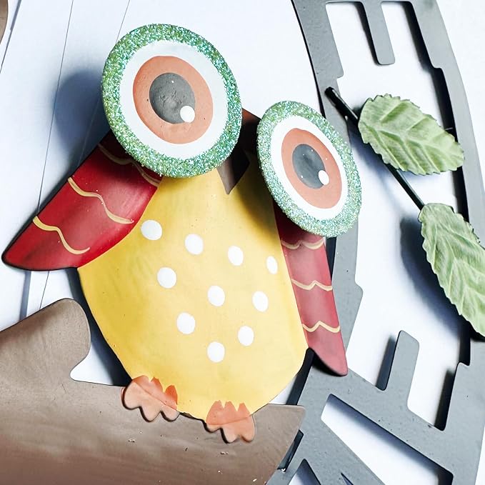 Welcome Owl Metal Door Wreath with Welcome to Our Home Sign, Decorative Outdoor Sign for Home, Garden, Porch or Front Door Wall Decorations