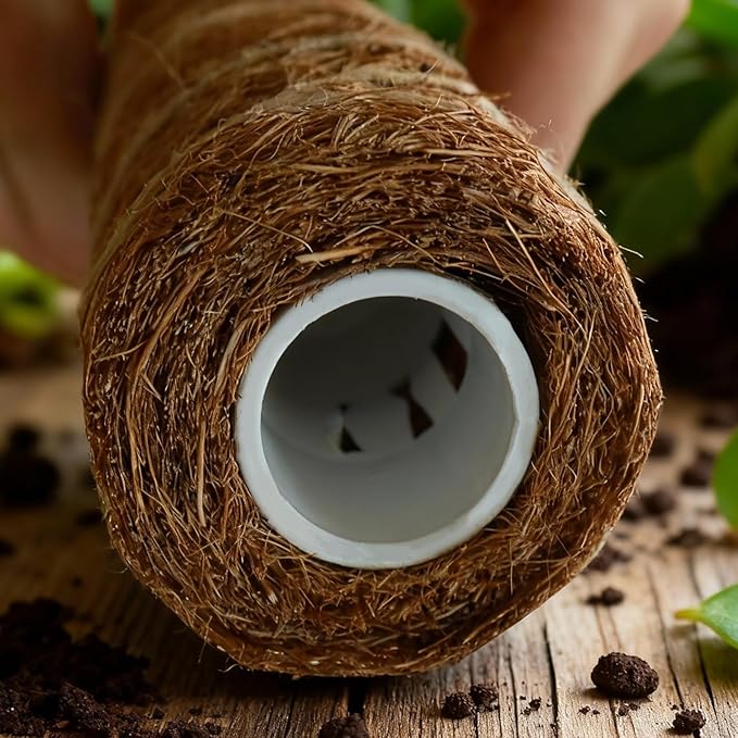 Moss Pole for Plants 4 Pack Natural Coco Coir Climbing Support Stakes with Plant Ties Indoor Monstera Plant Training Extension Poles 7.9inch Each Total 31.6 inch