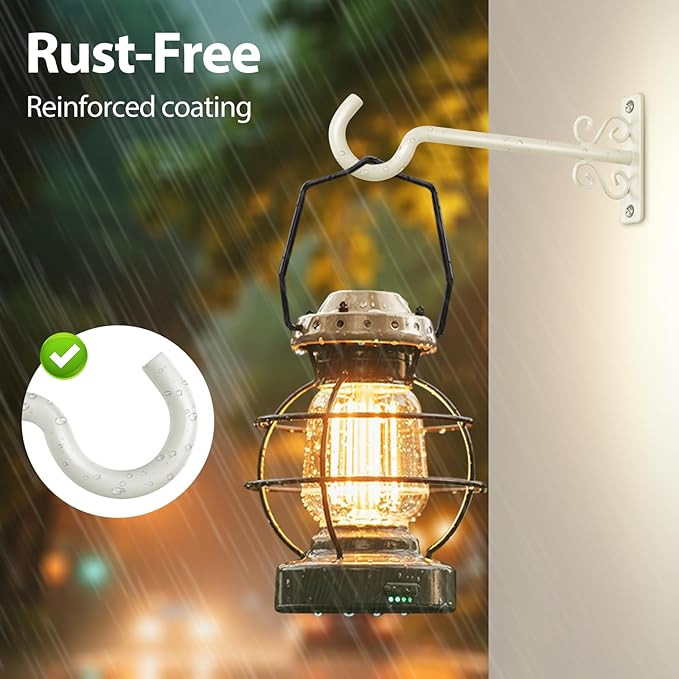 BOLITE Plant Hangers, 8 Inch Plant Hooks for Wall Indoor Outdoor, Metal Hooks for Hanging Hummingbird Feeders, Bird Feeders, Planters, Lanterns, Wind Chimes, 2 Pack, White, Gifts for Women Men