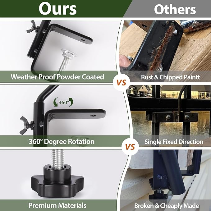 BOLITE Heavy Duty Deck Hook, 20 Inch Bird Feeder Hanger for Hummingbird Feeders, Planters, Lanterns, Wind Chimes, 360° Rotatable Arm, Black, Birthday Gifts for Women Men, Gifts for Mom Dad