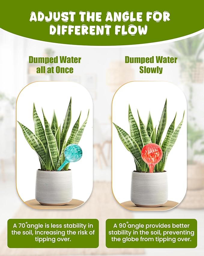 Iridescent Self Watering Globes, Glass Rainbow Plant Watering Globes, Self Watering Planter Insert, Automatic Plant Waterer Indoor (Large-4 Pcs Multi-Color)