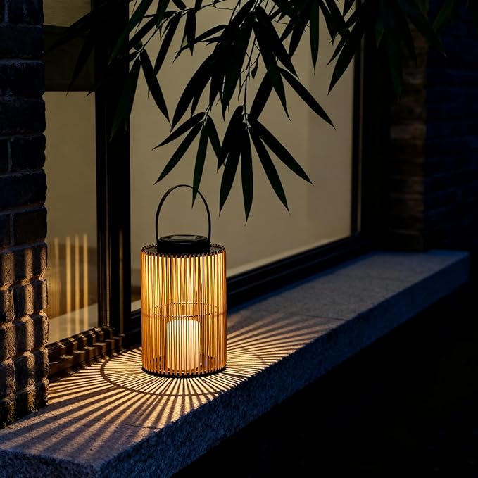Solar Lanterns Outdoor Waterproof, Imitation Candle Lantern in Boho Style for Garden, Backyard, Patio Decor, Birthday Gifts for Women Mom Grandma, Hanging Garden Lights for Outside (2 Pack)