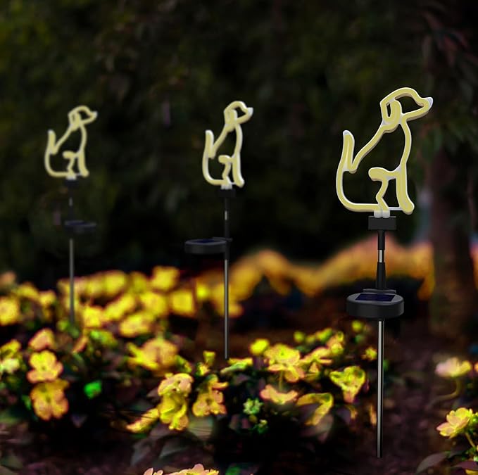 Touch Of ECO Solar LED Neon Dog Stake Light - Warm White- Outdoor Garden Décor, Yard Ornaments,Landscape Light, Patio Walkway Decoration - Gift for Dog Lovers, Birthday, Christmas