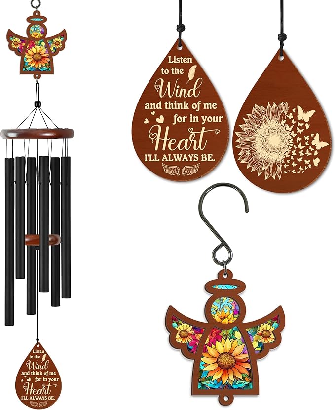 FLAGWIX Sympathy Gifts for Loss of Loved One - Memorial Wind Chimes for Outside 32 in - Large Outdoor Wind Chimes, Bereavement Gift Ideas, Remembrance Condolence Memorial Gifts for Loss of Mom Dad