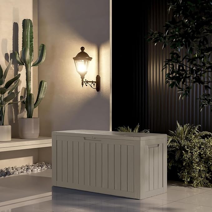 80GAL Deck Box(045) -Grey,utdoor Cushions, Throw Pillows,Waterproof Patio Storage Box Covers