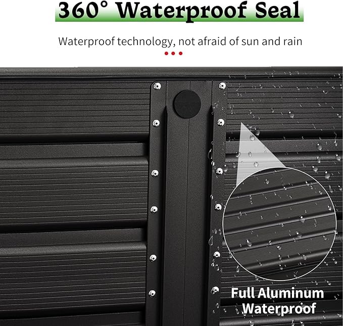TECSPACE 55 Gallon Aluminum Deck Box, IP65 Waterproof Level Patio Storage Box, 221 Lbs Bearing Capacity, for Pool & Sports Equipment & Garden Tools Storage (Black)