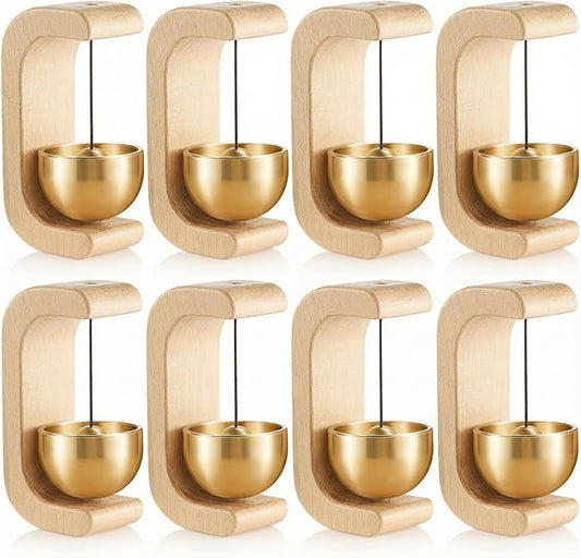 Zonon 8 Pcs Magnetic Wooden Wind Chime Doorbell Decoration Shopkeepers Bell for Door Opening C Shape for Housewarming Gift Refrigerator Room Garden Restaurant (Nature Beech)