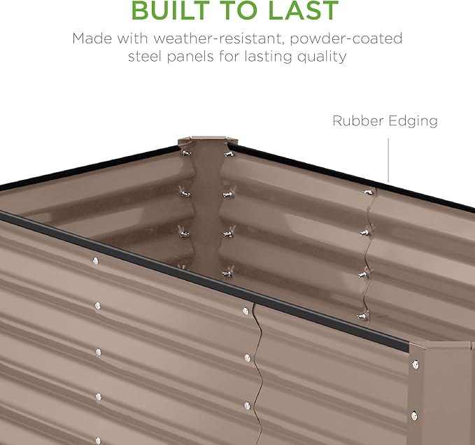Best Choice Products 4x2x2ft Outdoor Metal Raised Garden Bed, Deep Root Planter Box for Vegetables, Flowers, Herbs w/ 119 Gallon Capacity - Taupe