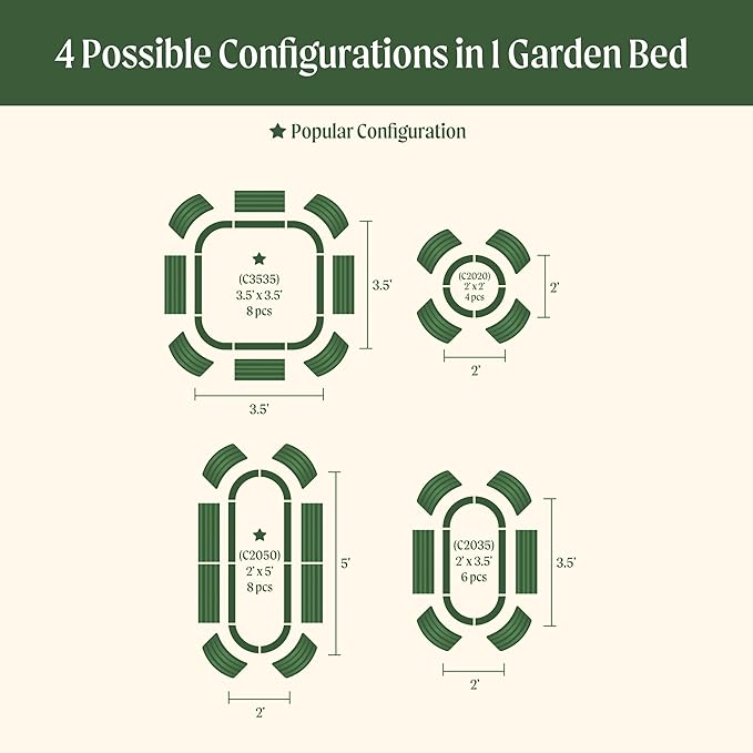 Vego garden Raised Garden Bed Kit, 17" Tall 4 in 1 Modular Metal Raised Garden Beds Kit, Metal Planter Box for Vegetables, Flowers, Herbs, Sky Blue