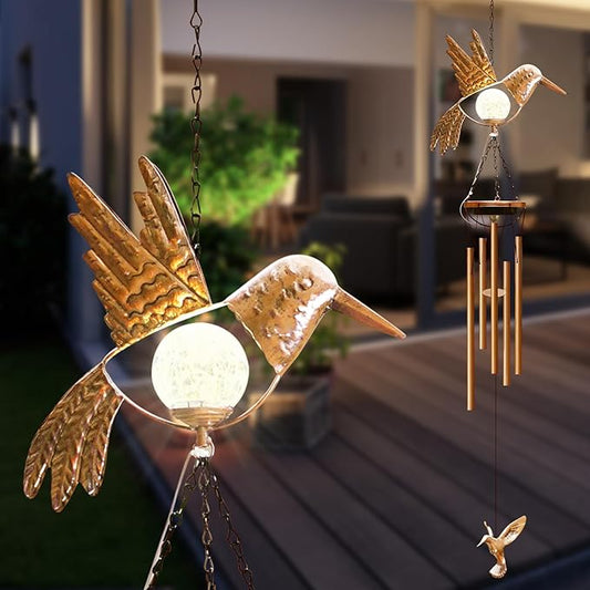 Wind Chimes Outdoor Indoor Decor: Valentines Day Gifts for Her Wife Women Mom Grandma Birthday - Outside Lights for Garden Yard Patio Porch (Hummingbird)