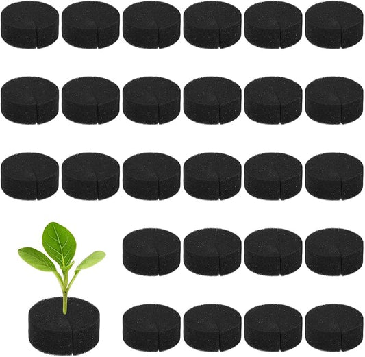 50-Pack Hydroponics Sponges, 2.76 Inch Growing Media Cylindrical Sponges for Planting Gardening Tool/Grow Seedlings/Home Vegetable Flower, Soilless Cultivation Seedling [Black]