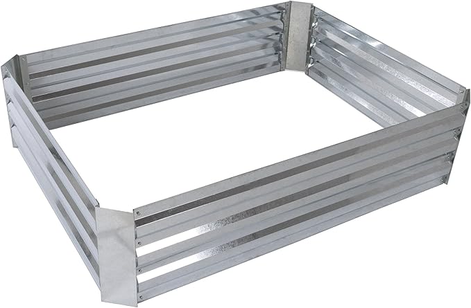 Pure Garden Galvanized Raised Garden Bed - 14.25” L x 13.5” W x 5.5” H Raised Garden Beds Outdoor Square Planter Box Kit for Flowers, Vegetables, Fruits or Herbs - Raised Bed Garden Planters