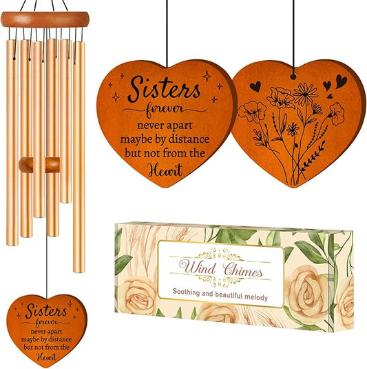 Sisters Gifts from Sister, Sister Birthday Gifts 36" Wind Chime, Bestie Gift for Women, Unique Sisters Gift for Birthday, Christmas, Mothers Day, Wedding, Graduation, Garden Decoration Large Size