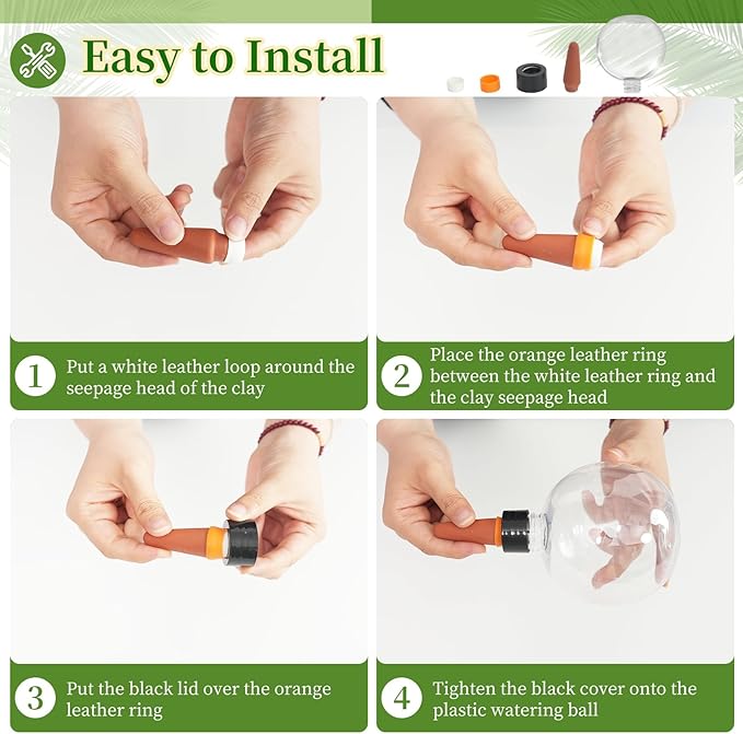 3 Pack Self Watering Globes for Indoor Plant Plastic Water Bulbs 17.5 oz Automatic Watering Planter Insert Top Fill with Slow Release Control Plants Watering Devices System, Water Spikes Stakes