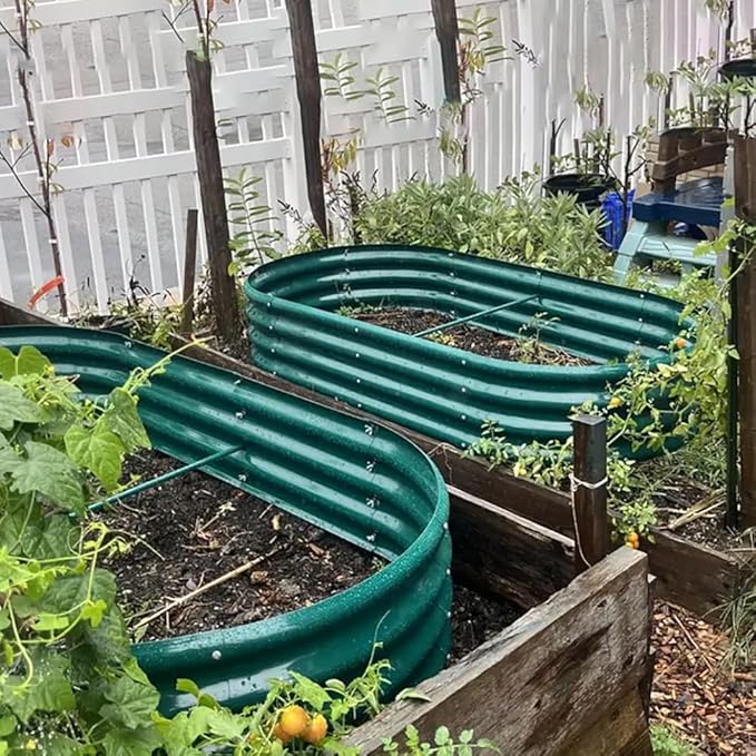 4 Pack 6x3x1FT Galvanized Raised Garden Bed Large Metal Planter Box Kit Elevated Raised Garden Planters for Outdoor Plants, Green